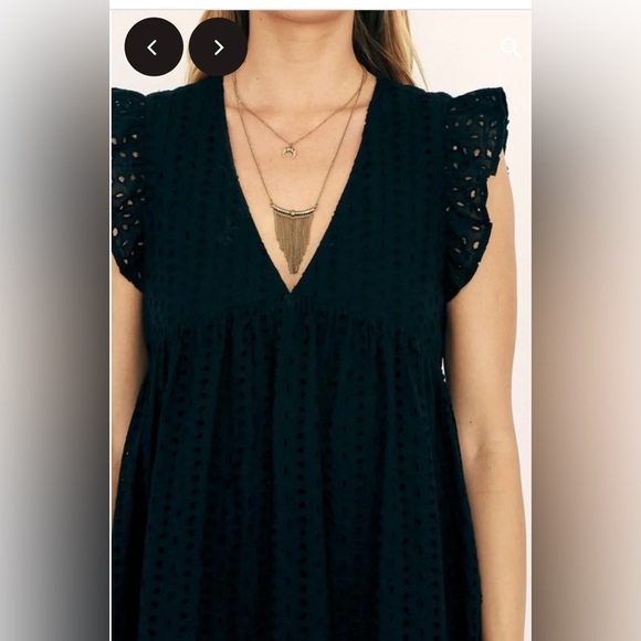 Amazon Women's Black Lace V-Neck Ruffle Sleeve Mini Dress M - Picture 5 of 9